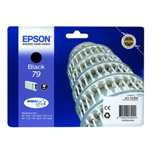 Epson Cartucho Preto L 900 paginas WorkForce Pro WF-5xxx Series/ WF-4630DWF nº79 , Epson , EPSC13T79114010 , 8715946535944
